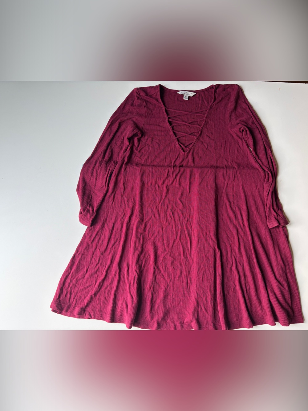 Crisscross V-Neck Mini Dress in Wine